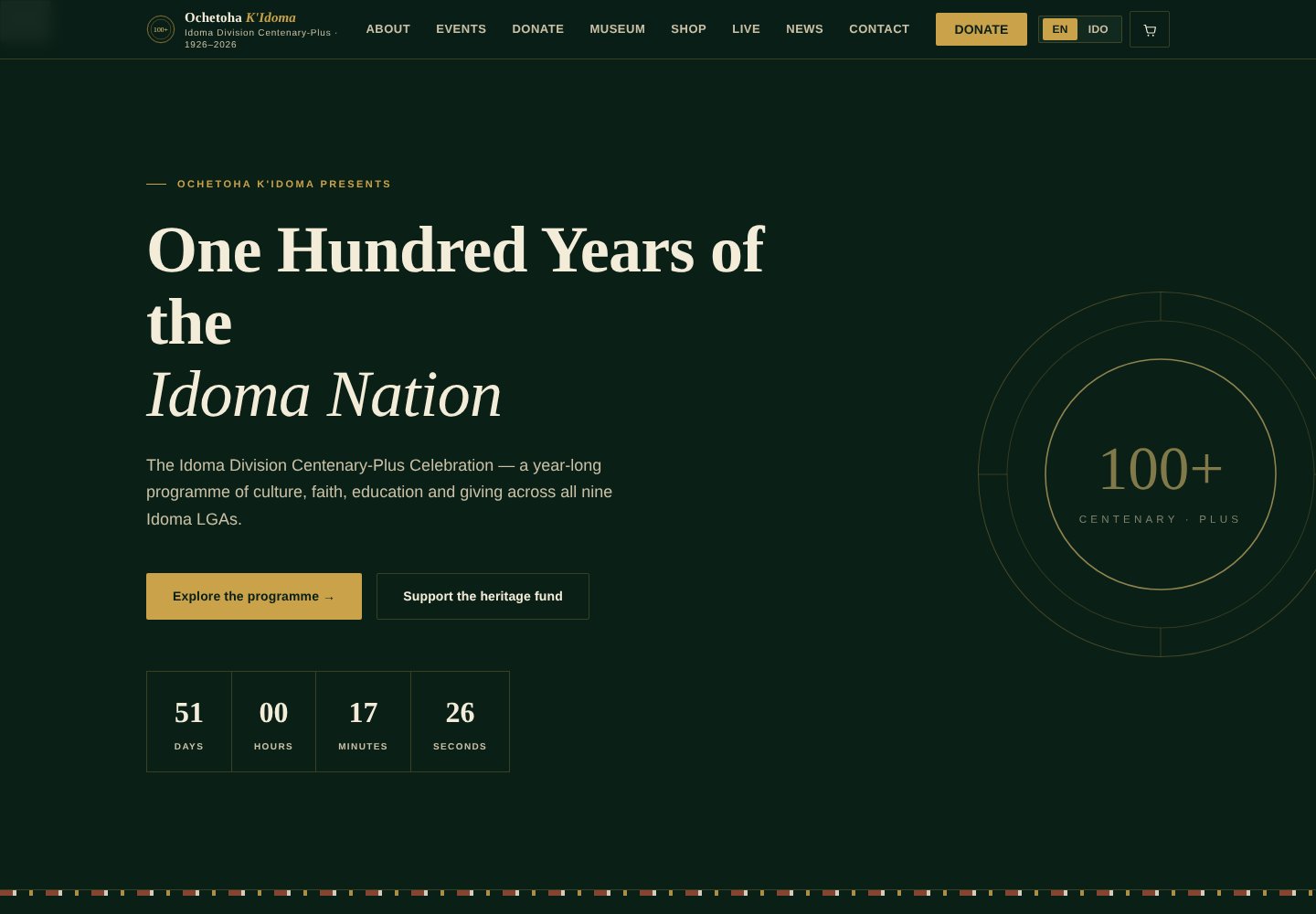 Ochetoha K'Idoma centenary celebration website homepage